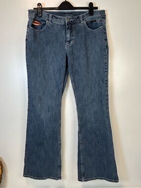 Harley-Davidson Women's Medium Blue Boot Cut Mid Rise Jeans Size 12